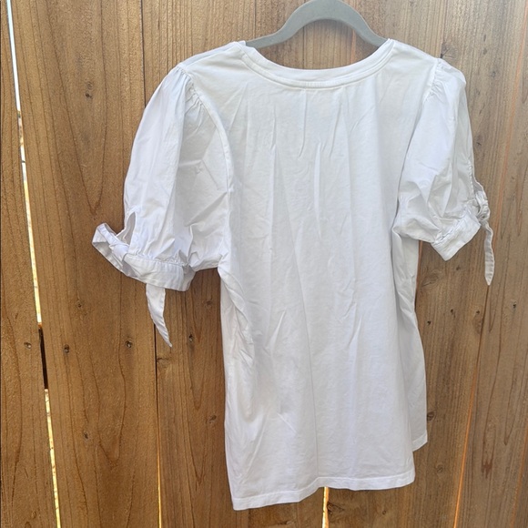 Michael Kors White Tie Front Short Sleeve Blouse - Picture 8 of 12